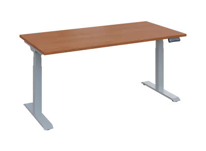 Fleximax 28-16 výškově nastavitelný stůl, kovová podnož stříbrná, deska 25 mm, široký 1600 mm, olše jantar